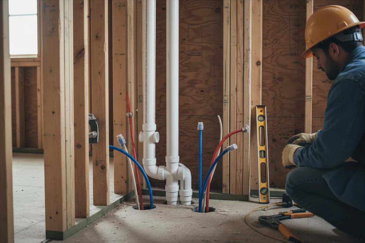 Drain and supply rough-in during Sump Pump Repair in Eatontown